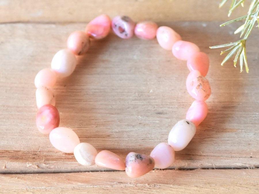 Pink Opal Tumbled Stone Bracelet - SpiritualClout