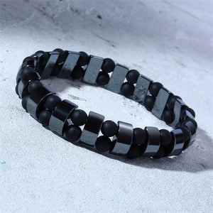 Healing Hematite & Natural Black Gallstone Beaded Bracelet Men 8mm - SpiritualClout