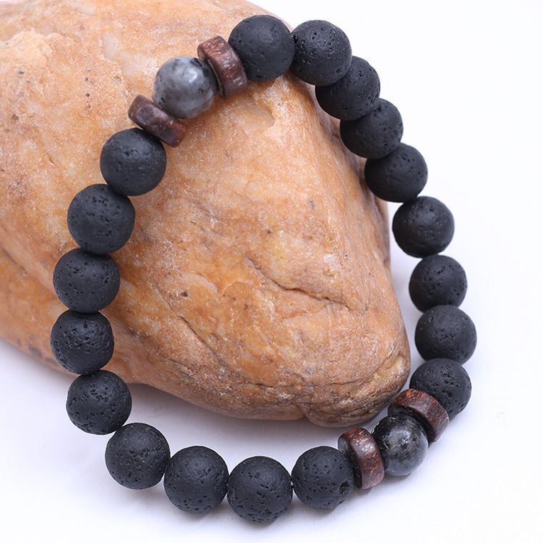 Natural Wood & Lava Stone Meditation bracelet - SpiritualClout