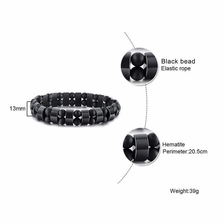 Healing Hematite & Natural Black Gallstone Beaded Bracelet Men 8mm - SpiritualClout