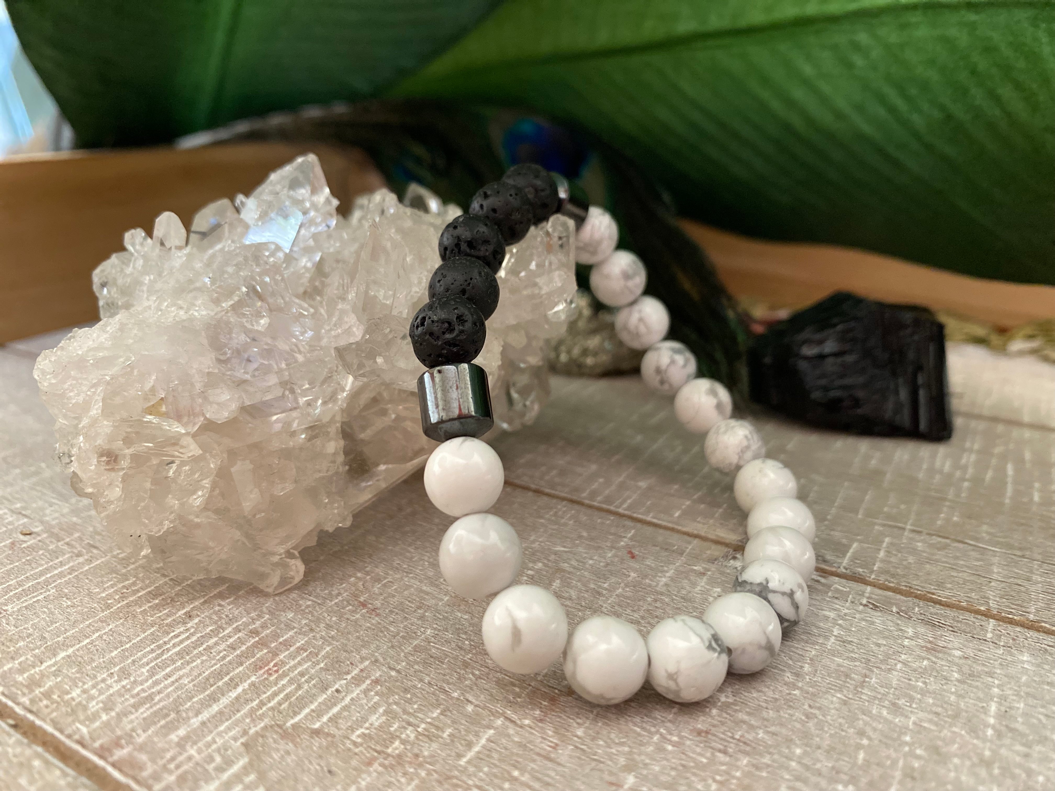 Calm & Clear Minded (Howlite & Lava Stone Bracelet) - SpiritualClout