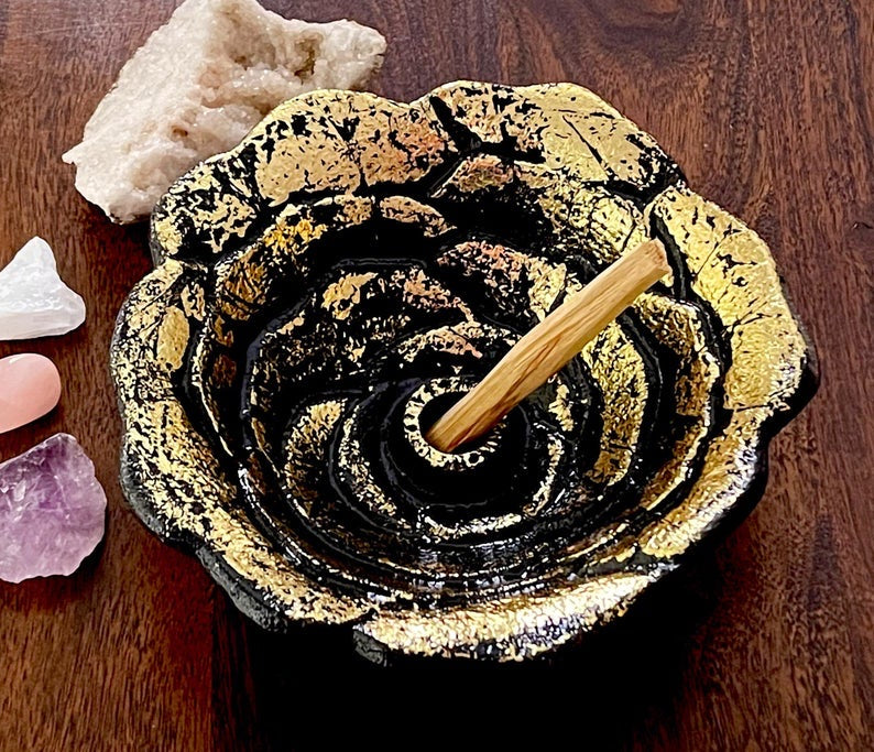 LARGE Gold Rose Petal Smudge Bowl - SpiritualClout